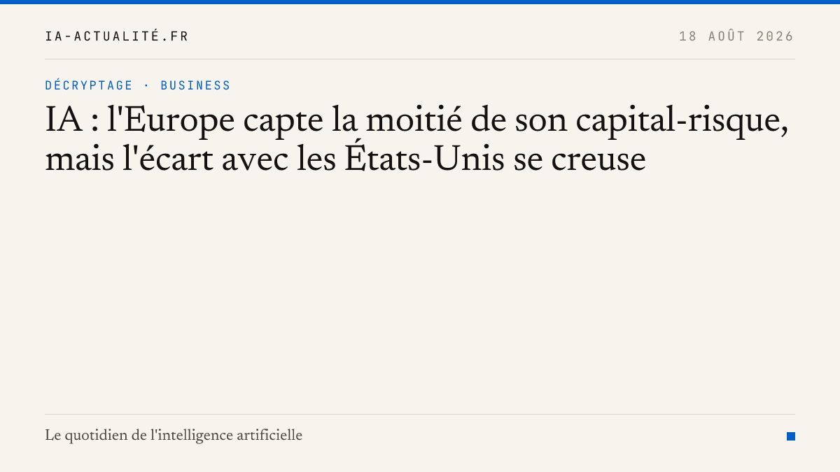 IA : l'Europe capte la moitié de son capital-risque, mais l'écart avec les États-Unis se creuse