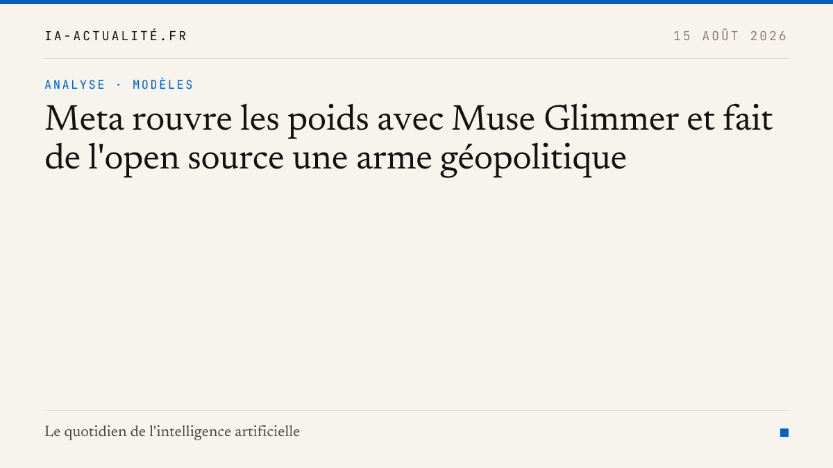 Meta rouvre les poids avec Muse Glimmer et fait de l'open source une arme géopolitique